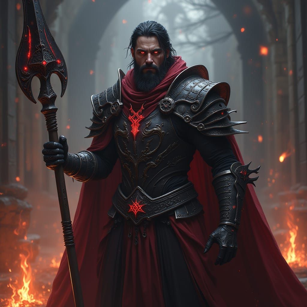 Dark Knight with Glaive in Gothic Fantasy Style