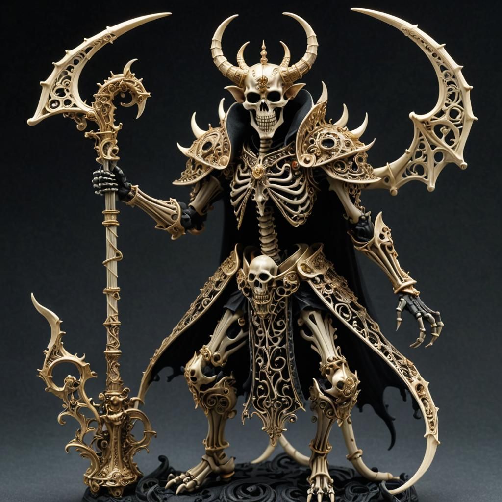 Ethereal Demon Prince with Intricate Skeleton Filigree and a...