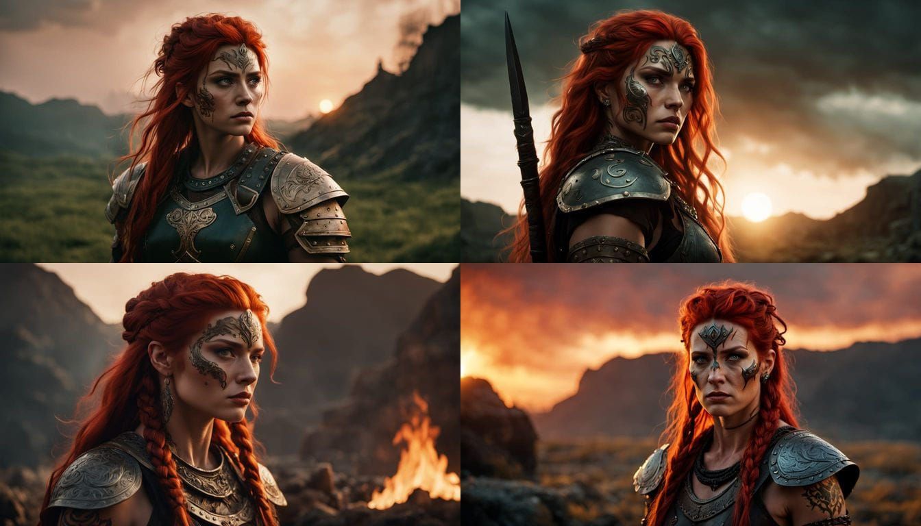 Epic Skyrim Fantasy Female Barbarian in Cinematic Lighting