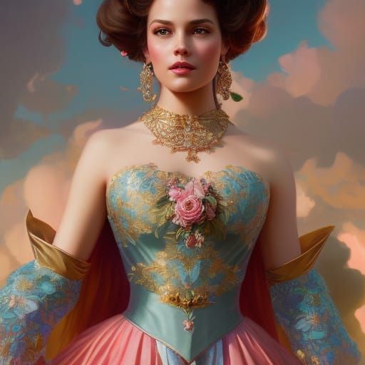 Princess Belle Portrait in Digital Art Style