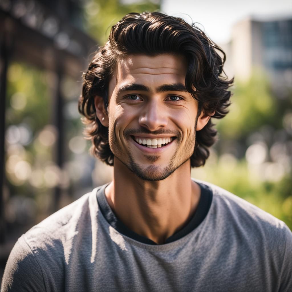 Handsome College Student Smiling in Professional Photo