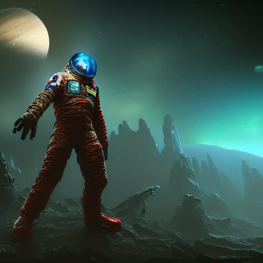 Zombie Vampire Spaceman in Detailed Matte Painting