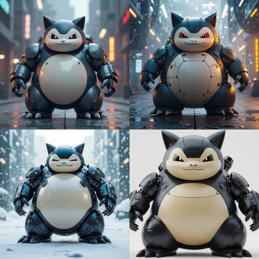 Snorlax Pokemon with Intricate Sci-Fi Mech Details