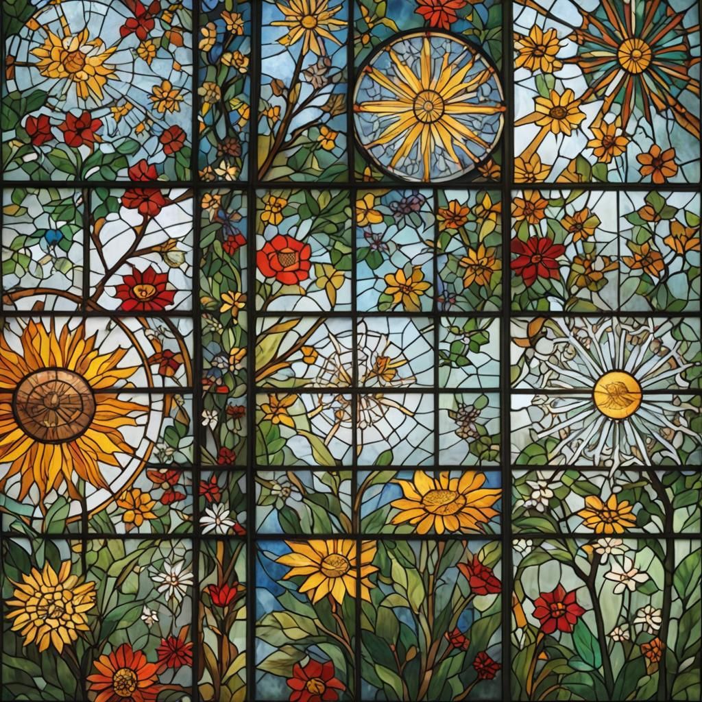 Stained Glass Art: Seasons in Symbolic Panels