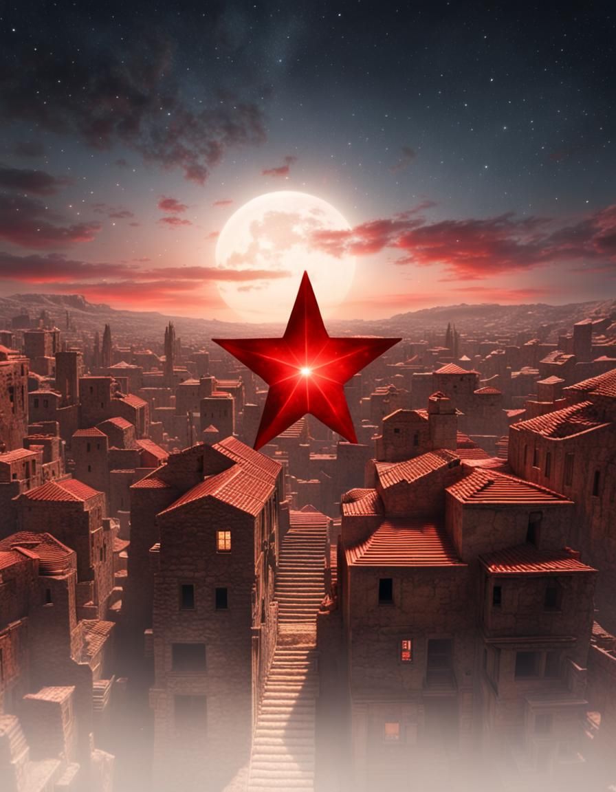 Red Star Over Ancient Judean Town: Digital Painting