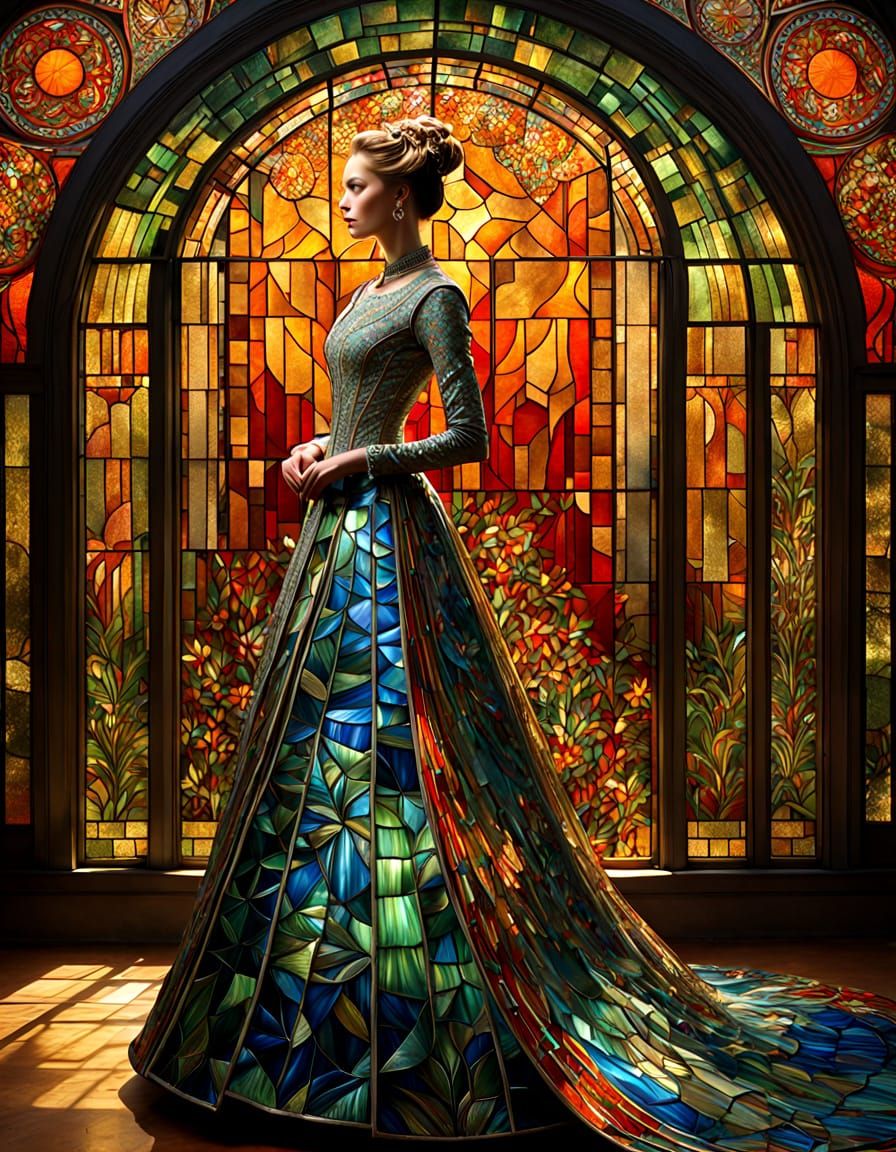 Stained Glass Ball Gown Elegance on the Catwalk