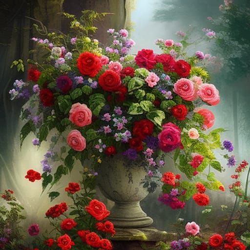 Gothic Garden with Skull in Nouveau Style