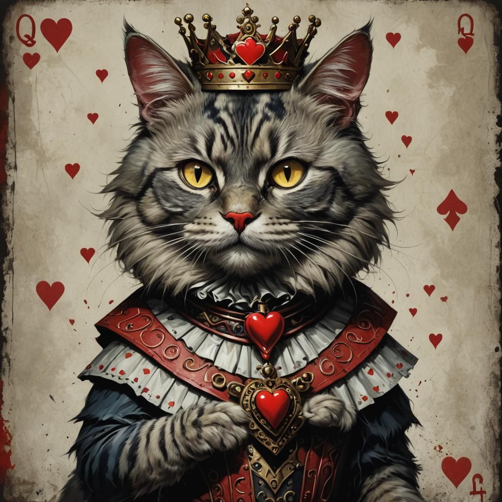 Sinister Queen of Hearts Cat Art