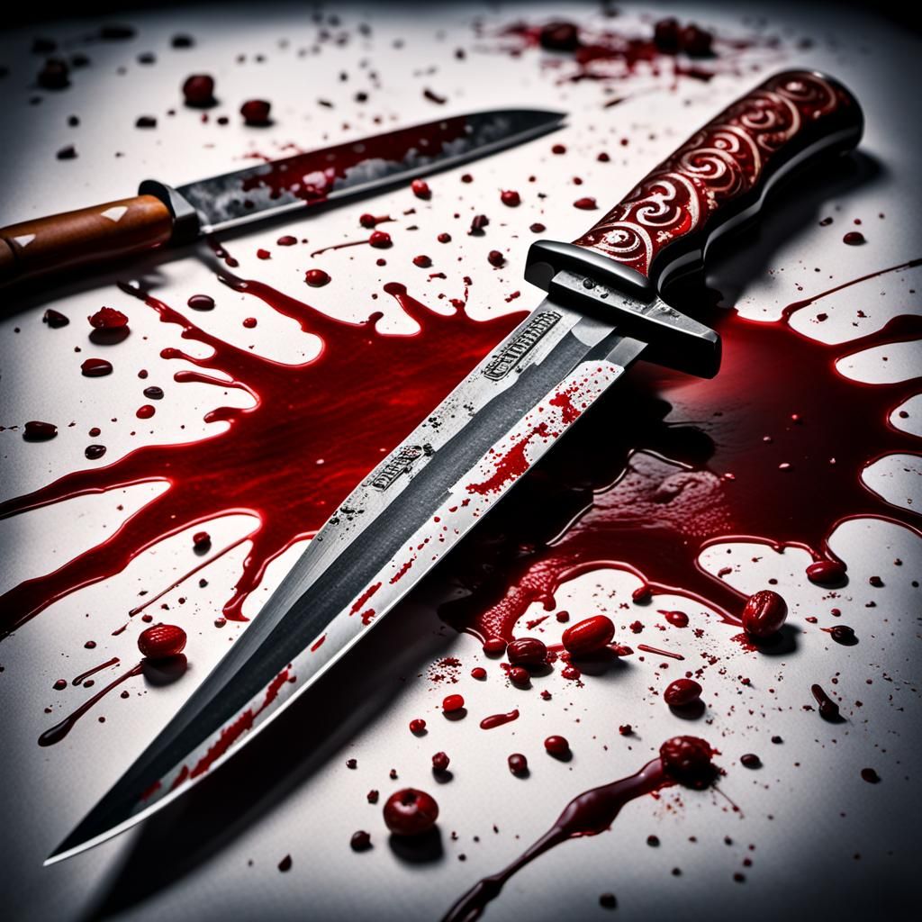A bloody knife from a crime scene