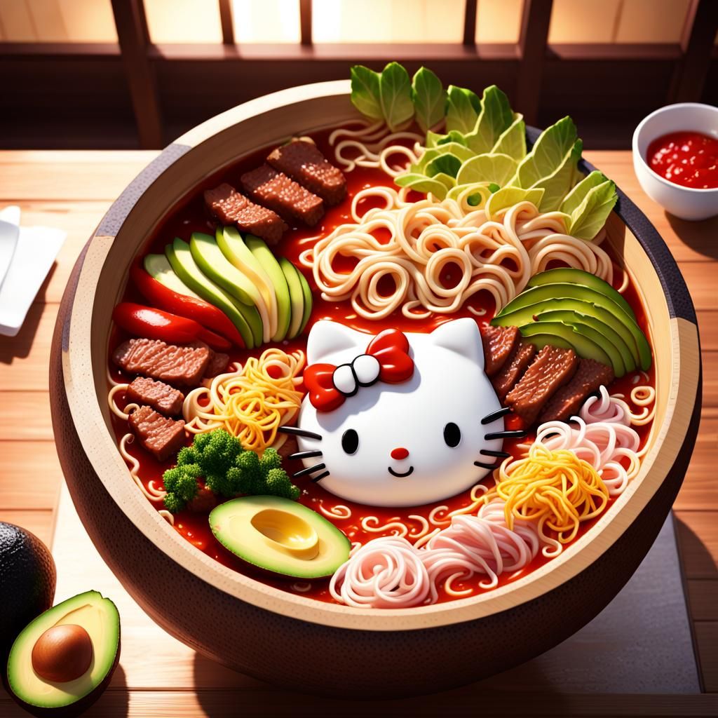 Spicy Miso Ramen in Anime Hello Kitty Style