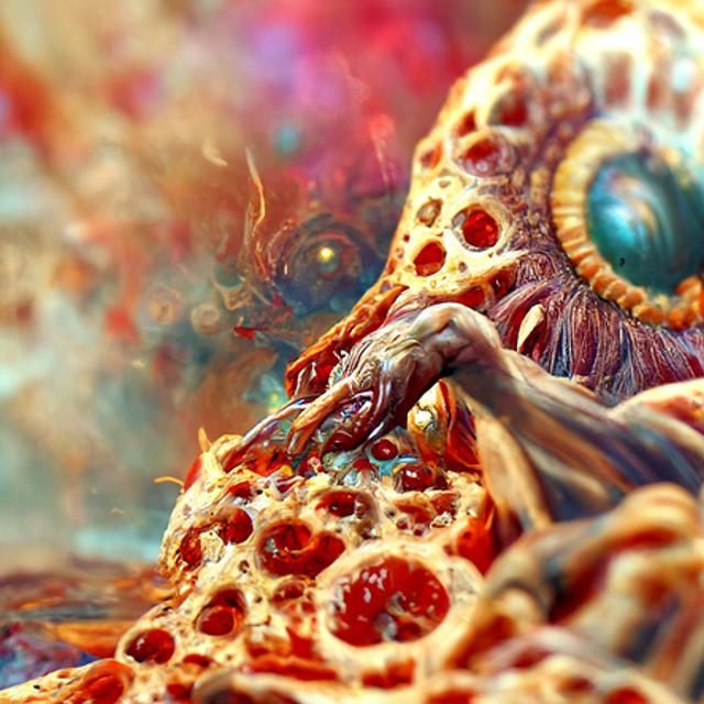 Cosmic Horror Rips Pizza Apart in Hyperrealistic Style