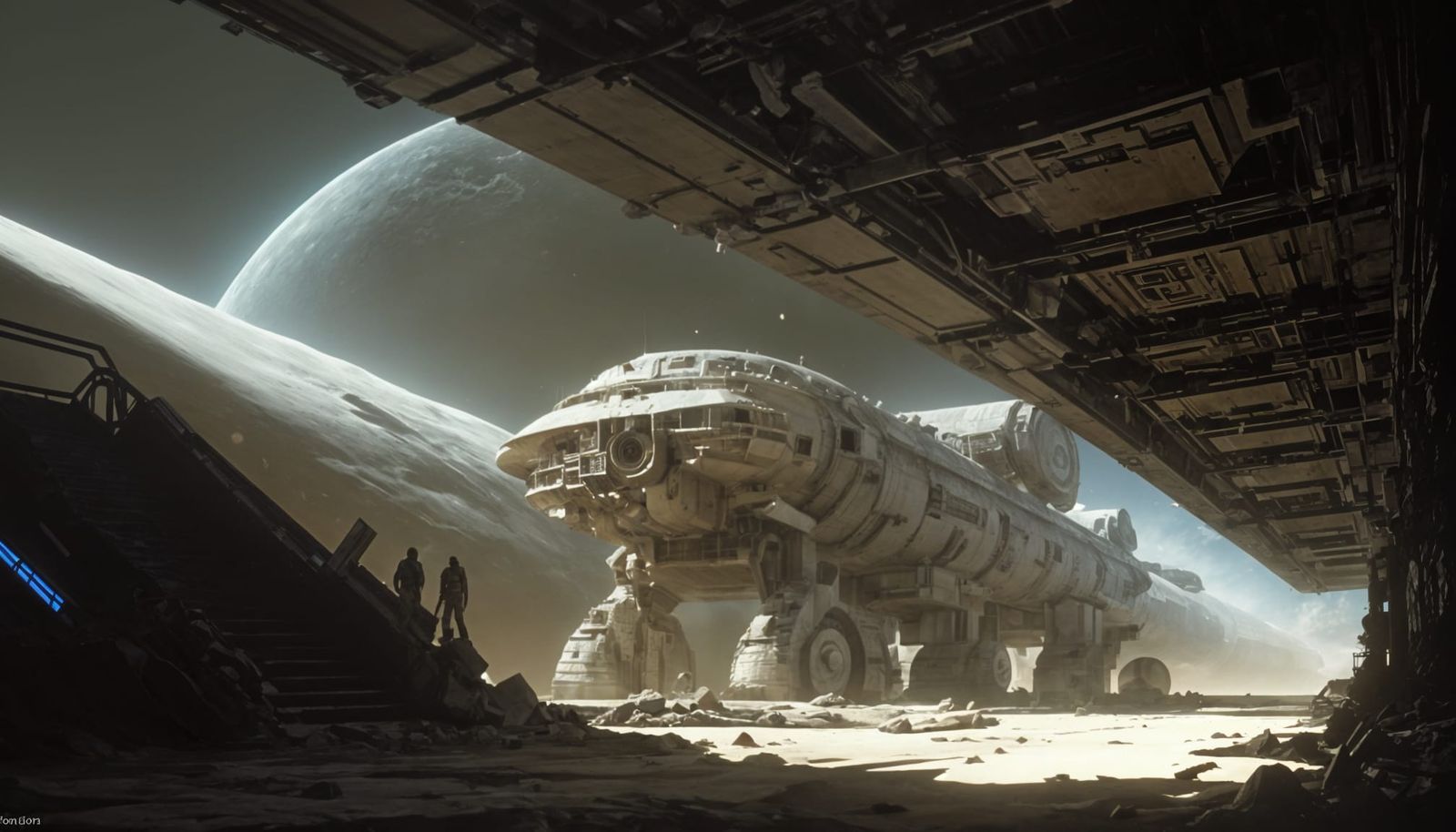 Retrofuturistic Moon Base Construction in Copernicus Crater