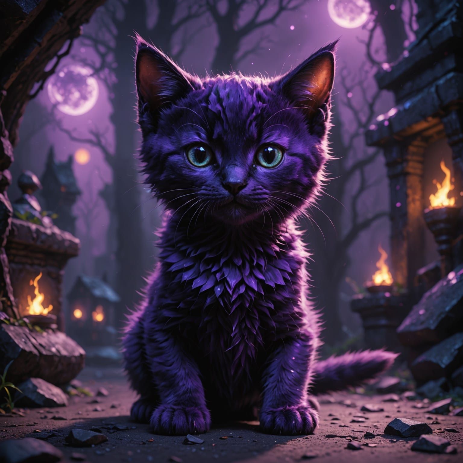 Dark violet edge glow kitten