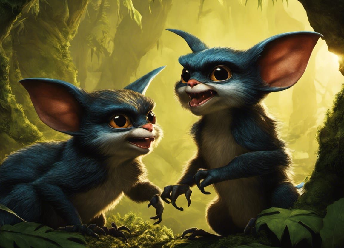 Detailed Portrait of Two Mischievous Gremlins