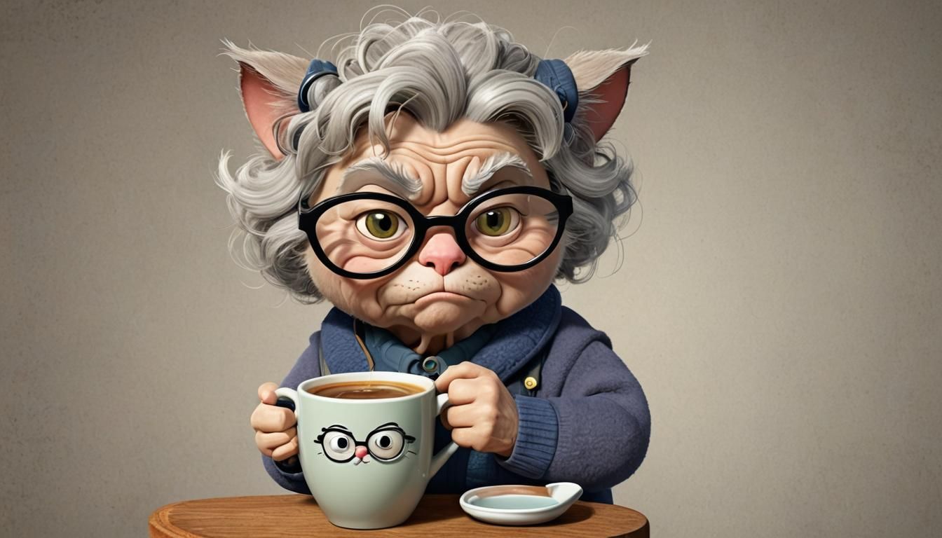 Grumpy Old Cat in Pixar Style Cartoon
