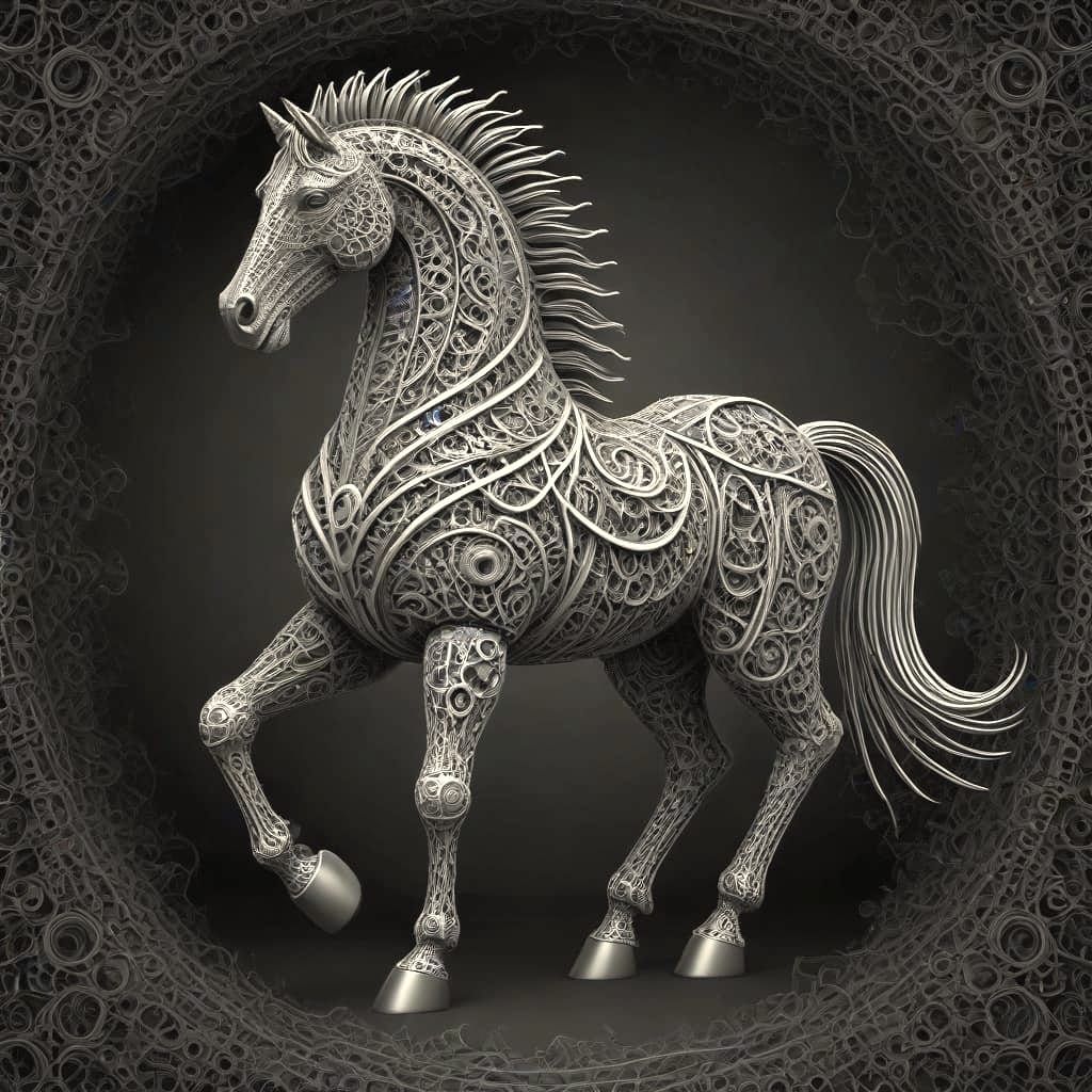 Cyberpunk Trojan Horse in Fractal Web