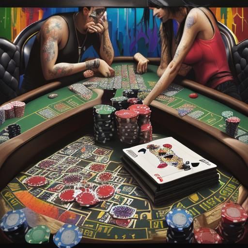 Casino Poker Cards in Graffiti Splash Art