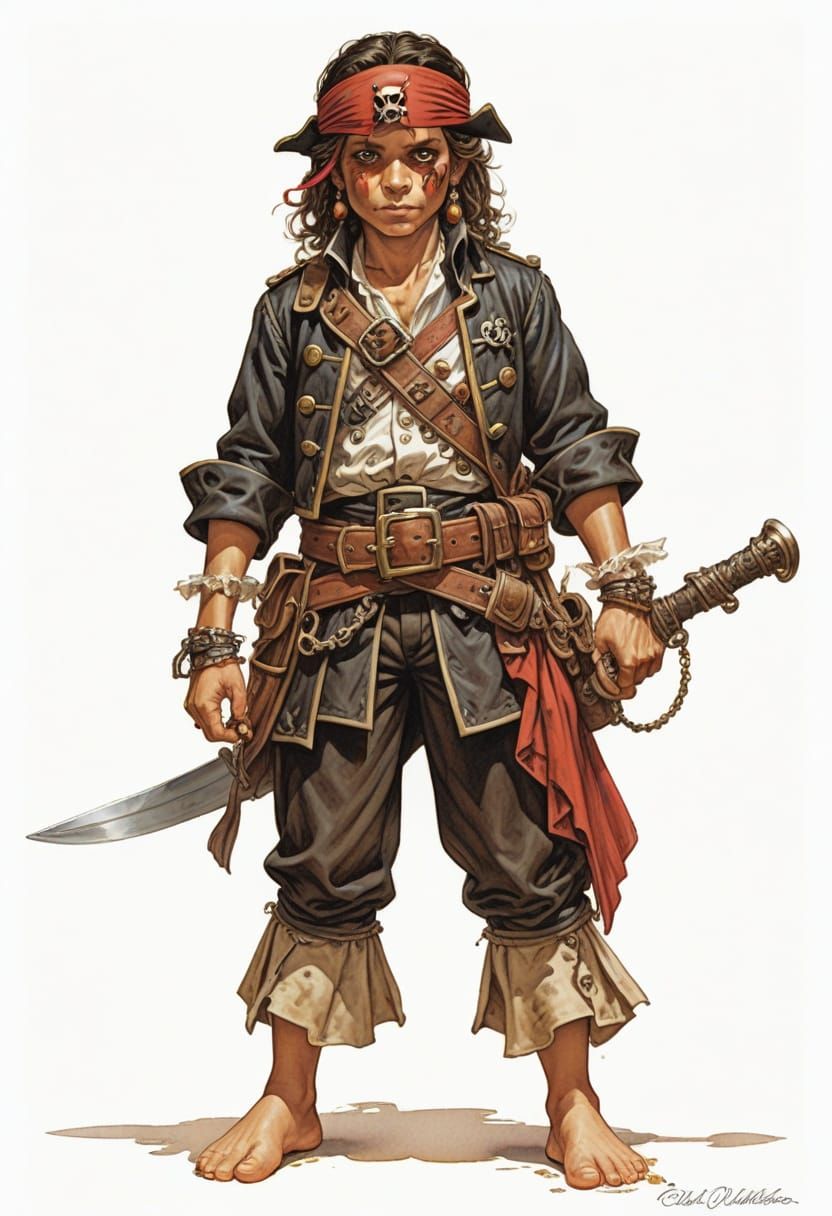 Heroic Fantasy Pirate Child in Vibrant Colors