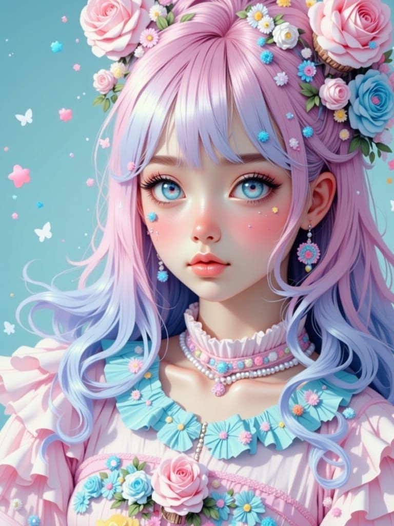 Kawaii pastel cupcake girl decora
