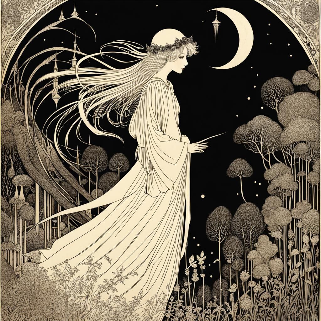 Dreamlike Fairy Witch in Aetherpunk Graffiti Style