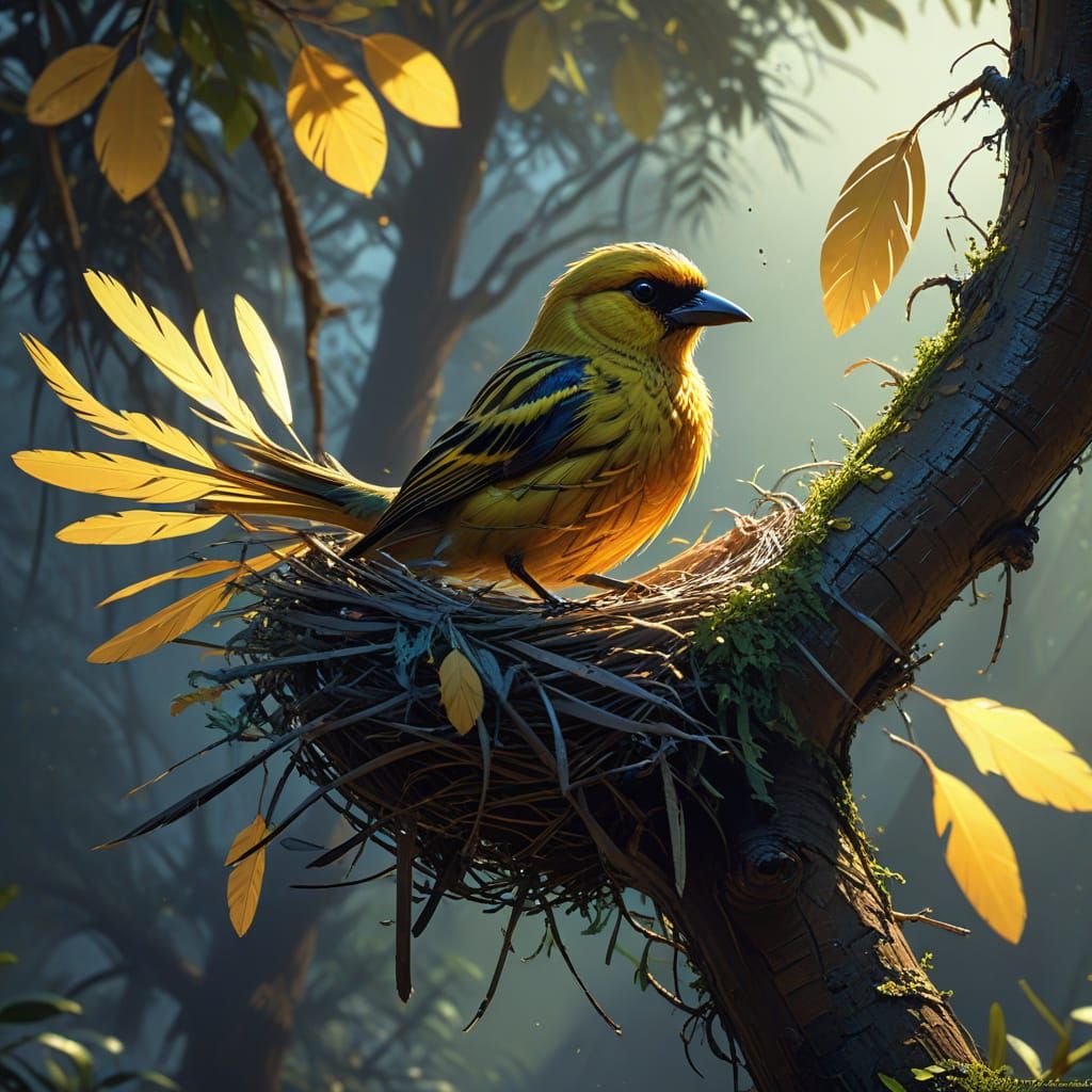 Village Weaver Bird Nest Construction Concept Art