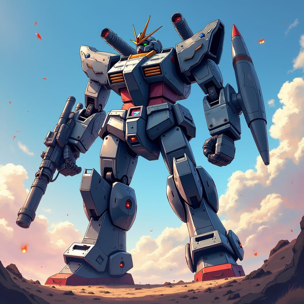 Cyberpunk Mech in Anime-Inspired Digital Art