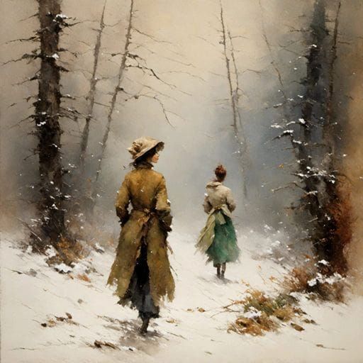 Snowy Portrait in Impressionistic Style