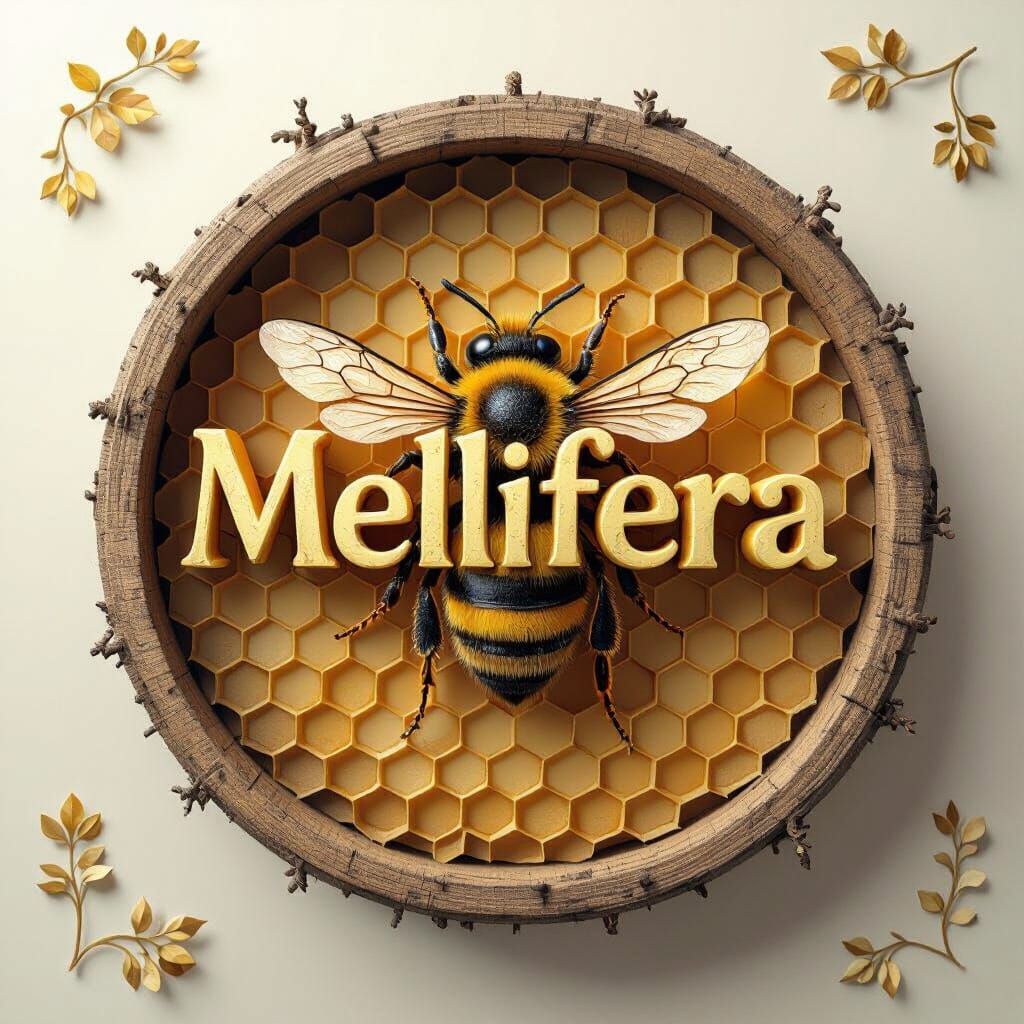 Mellifera Bee in Circular Frame, 3D Render
