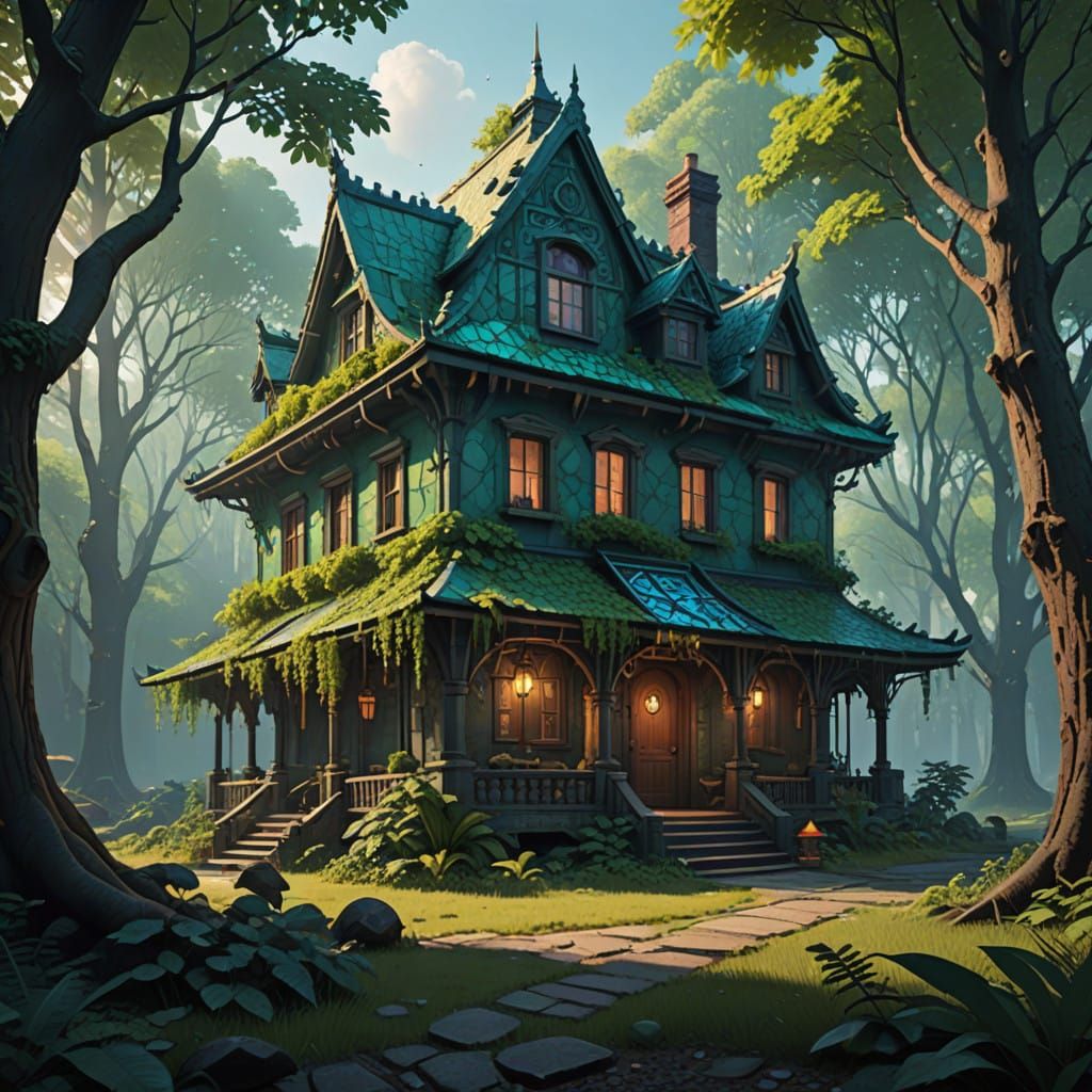 Majestic Turtle House in Vibrant Fantasy Realm