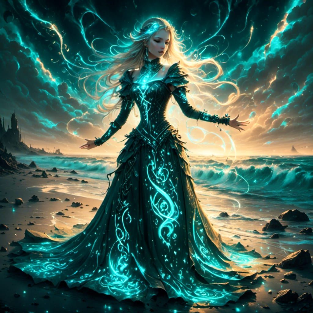 Bioluminescent Runes Form a Magical Dress