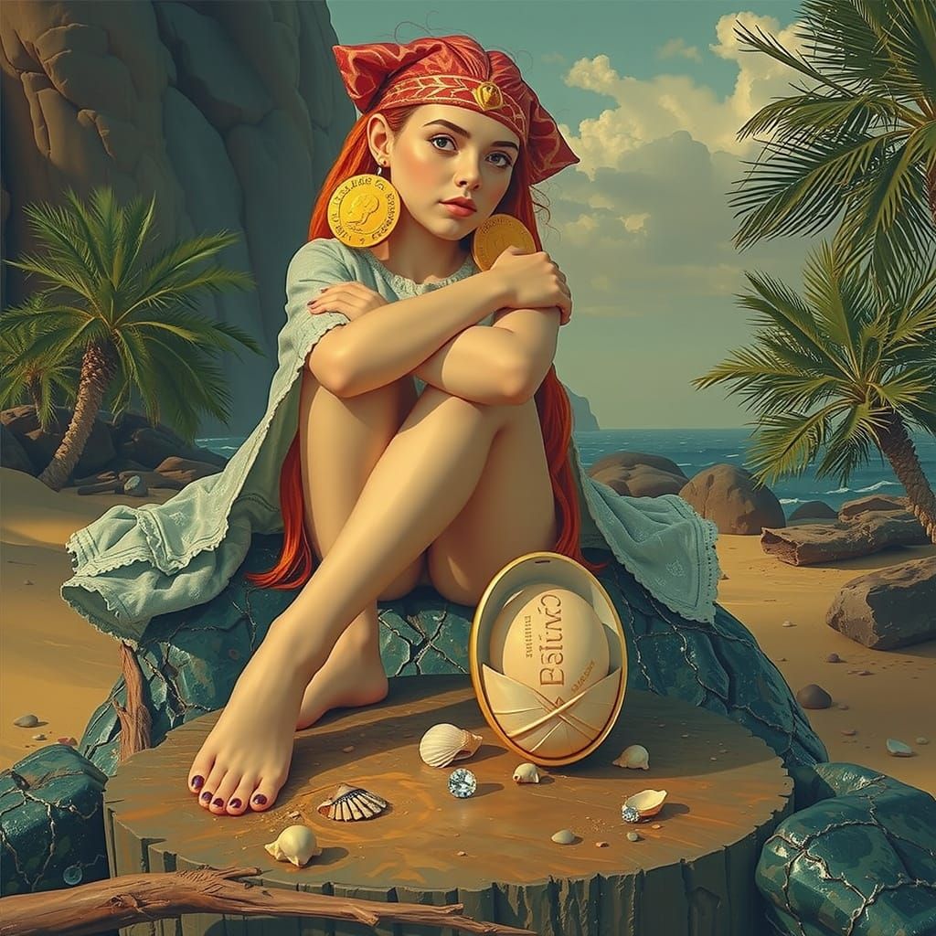 Intelligent Sphinxstone on a Vibrant Beach