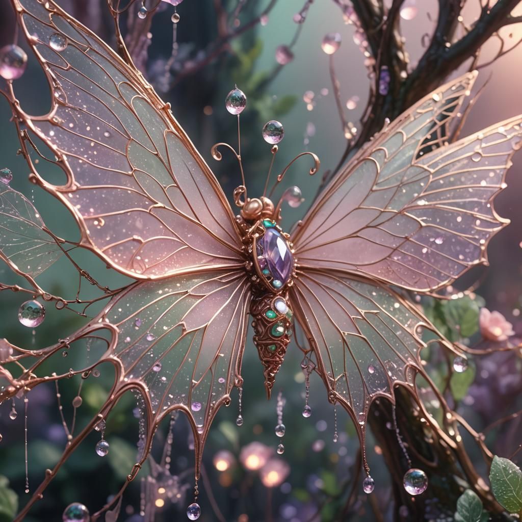Fairy Encased in Pink Cobwebs: Fantasy Matte Painting
