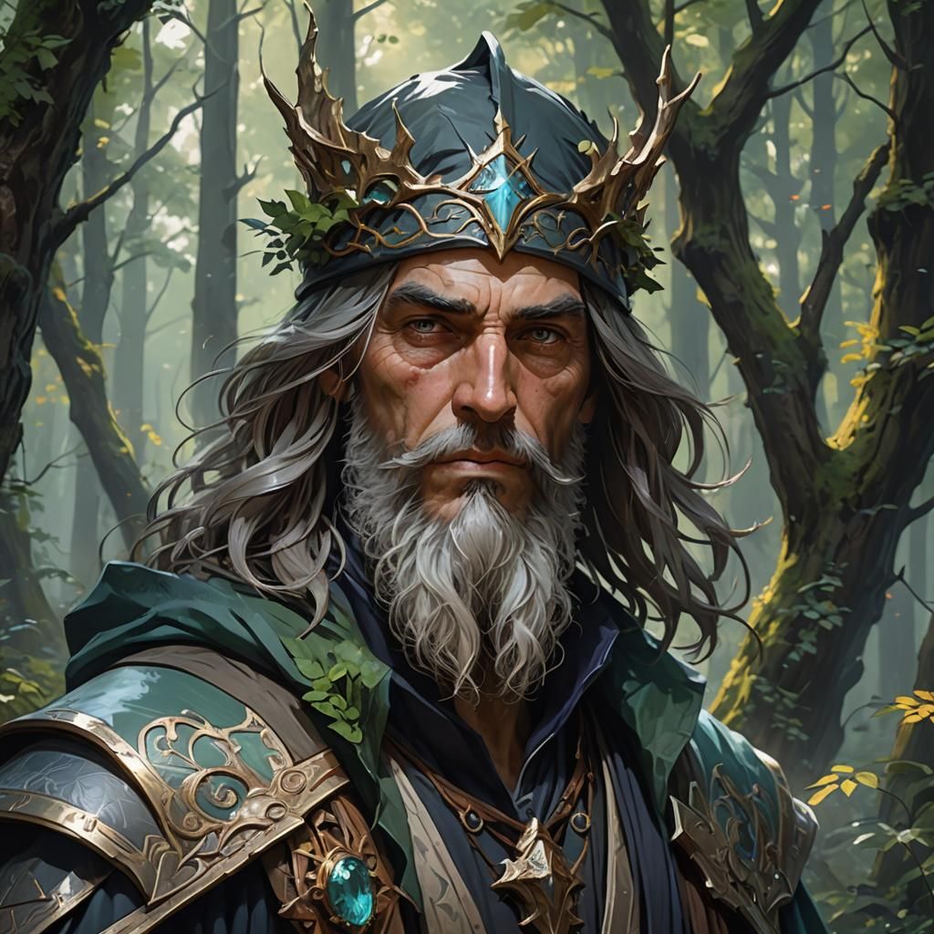 Fantasy Wizard Portrait with Soft Focus in Oil Paint