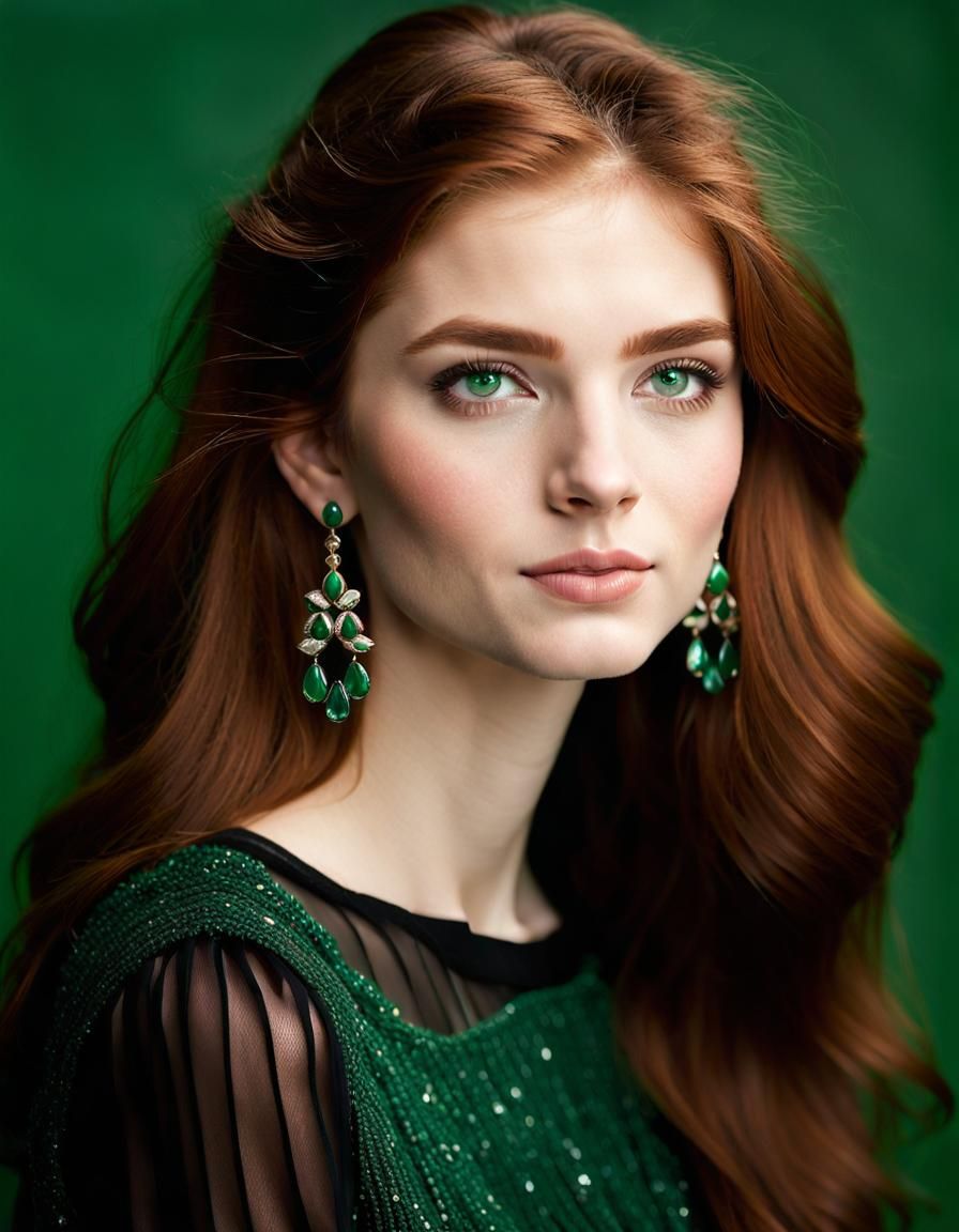 Portrait of Auburn-Haired Woman in Lace