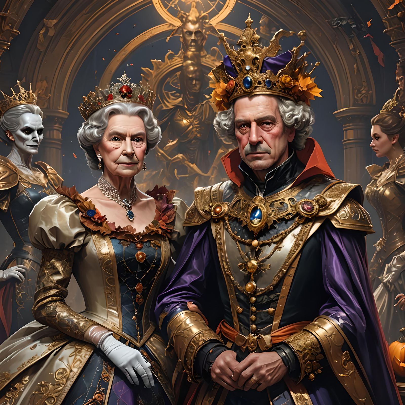 Queen Elizabeth and Prince Rainer Halloween Portrait
