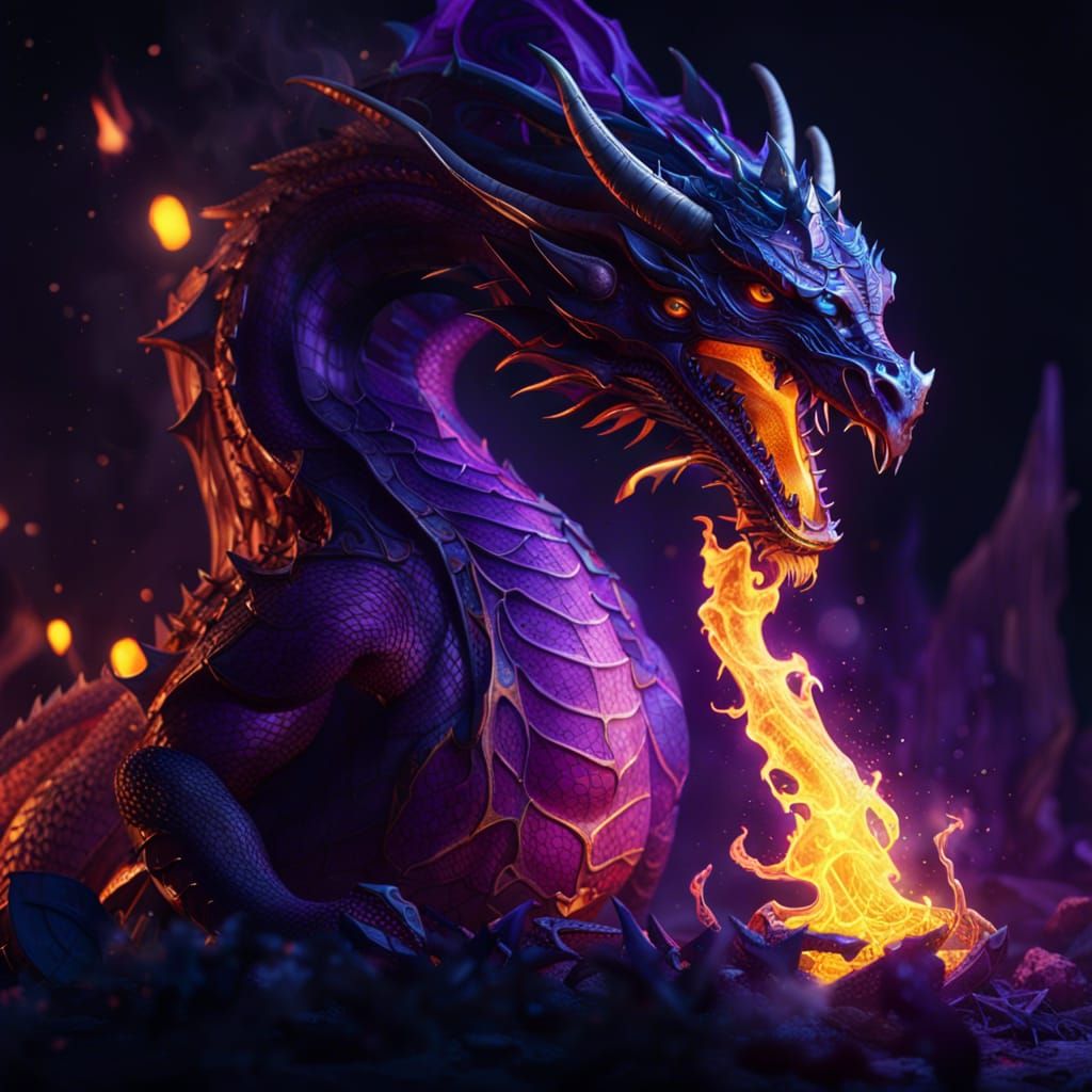 Dragon Breaths Fire: Dark Fantasy Concept Art