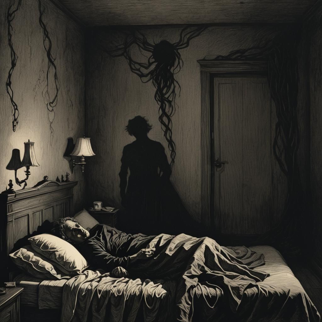 Eerie Shadows Looming in a Dark Surrealist Nightmare