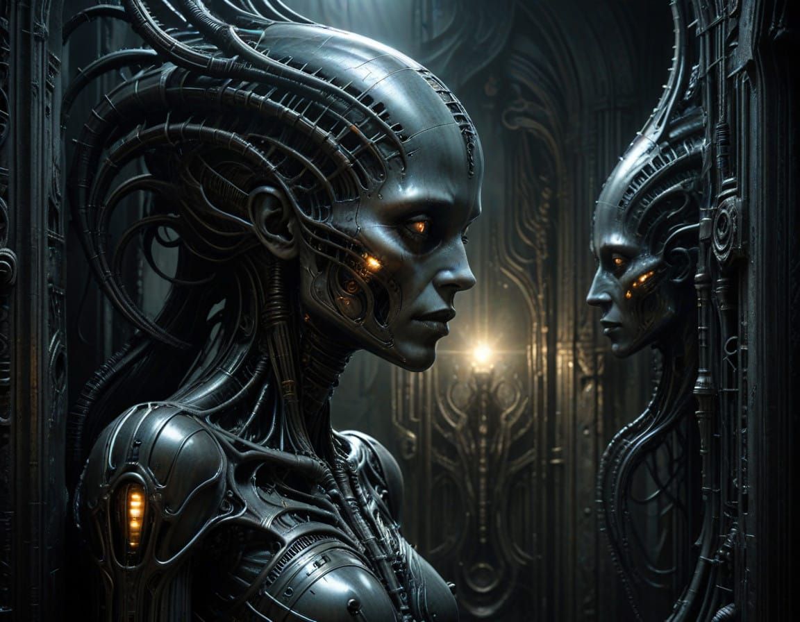 Mysterious, Futuristic Scene with Glowing Aura