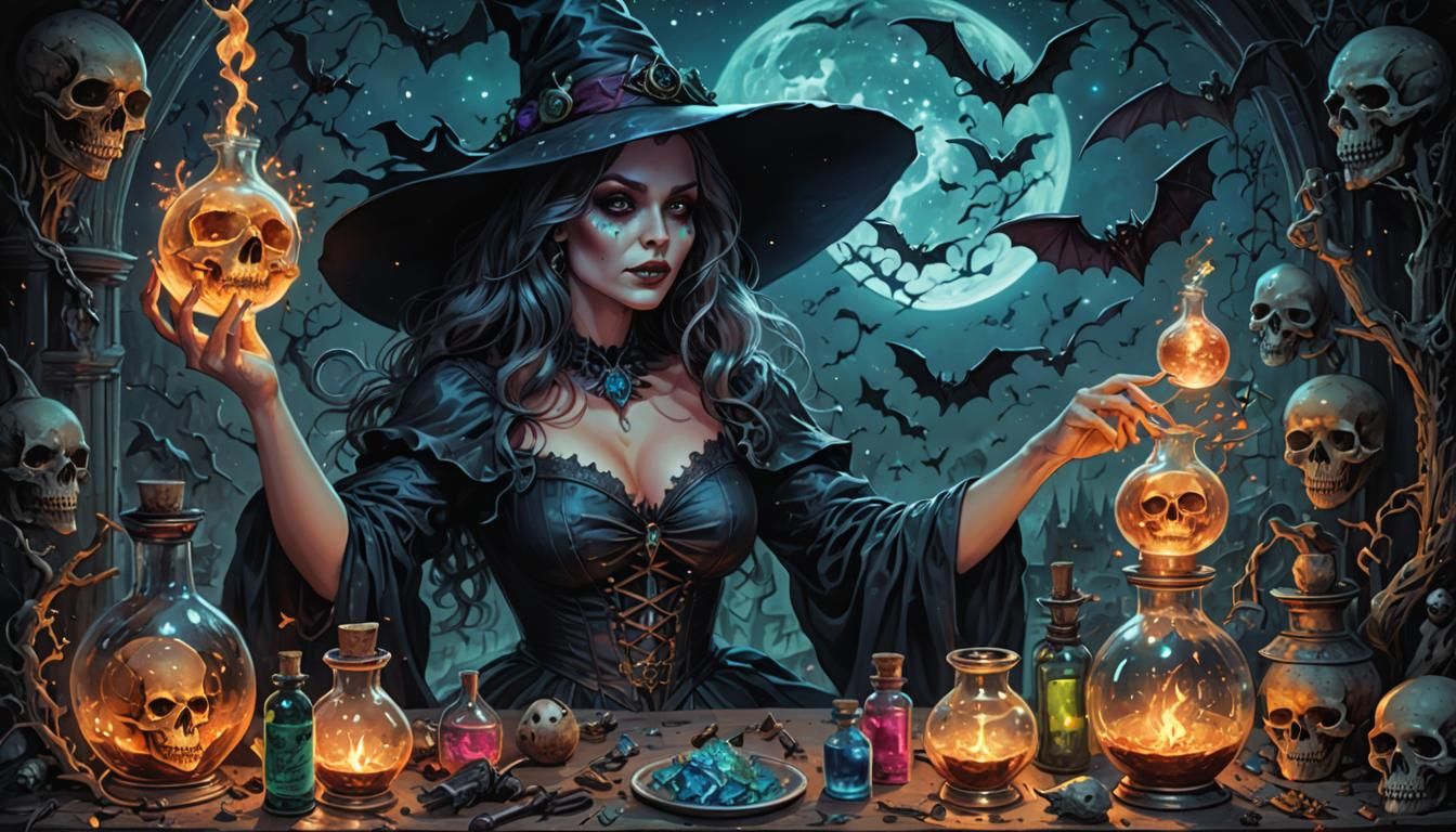 Cosmic Horror Witch Pinup Illustration