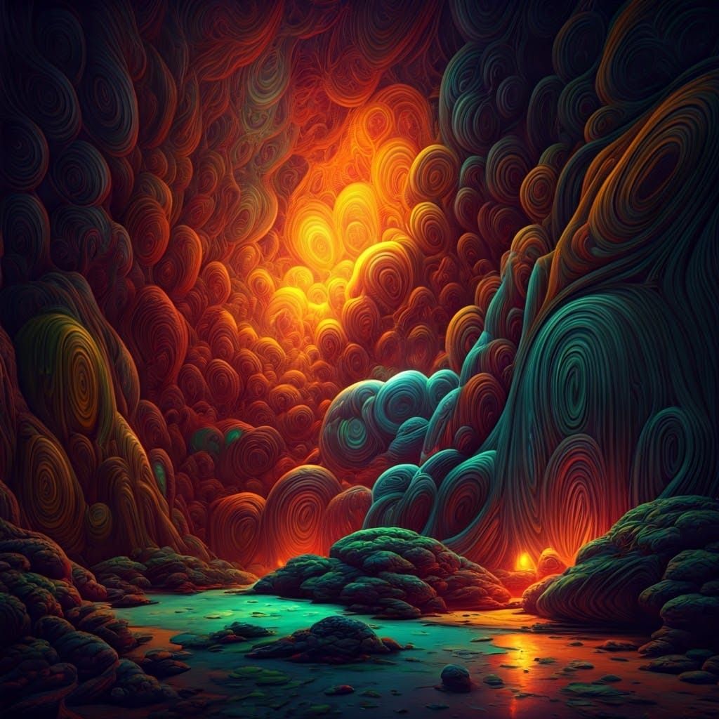 Psychedelic Wonderland: Dreamlike Landscape in Rich Colors