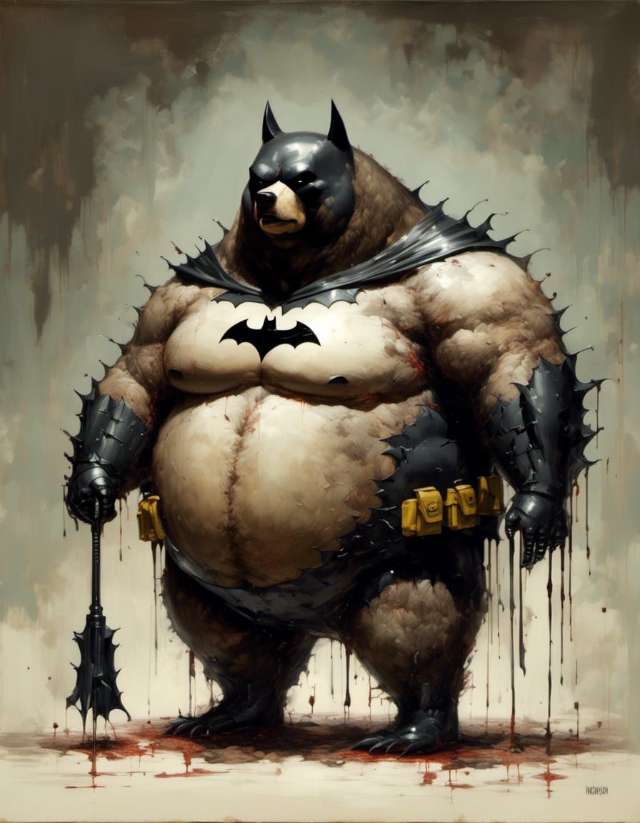 Obese Bear Batman Portrait