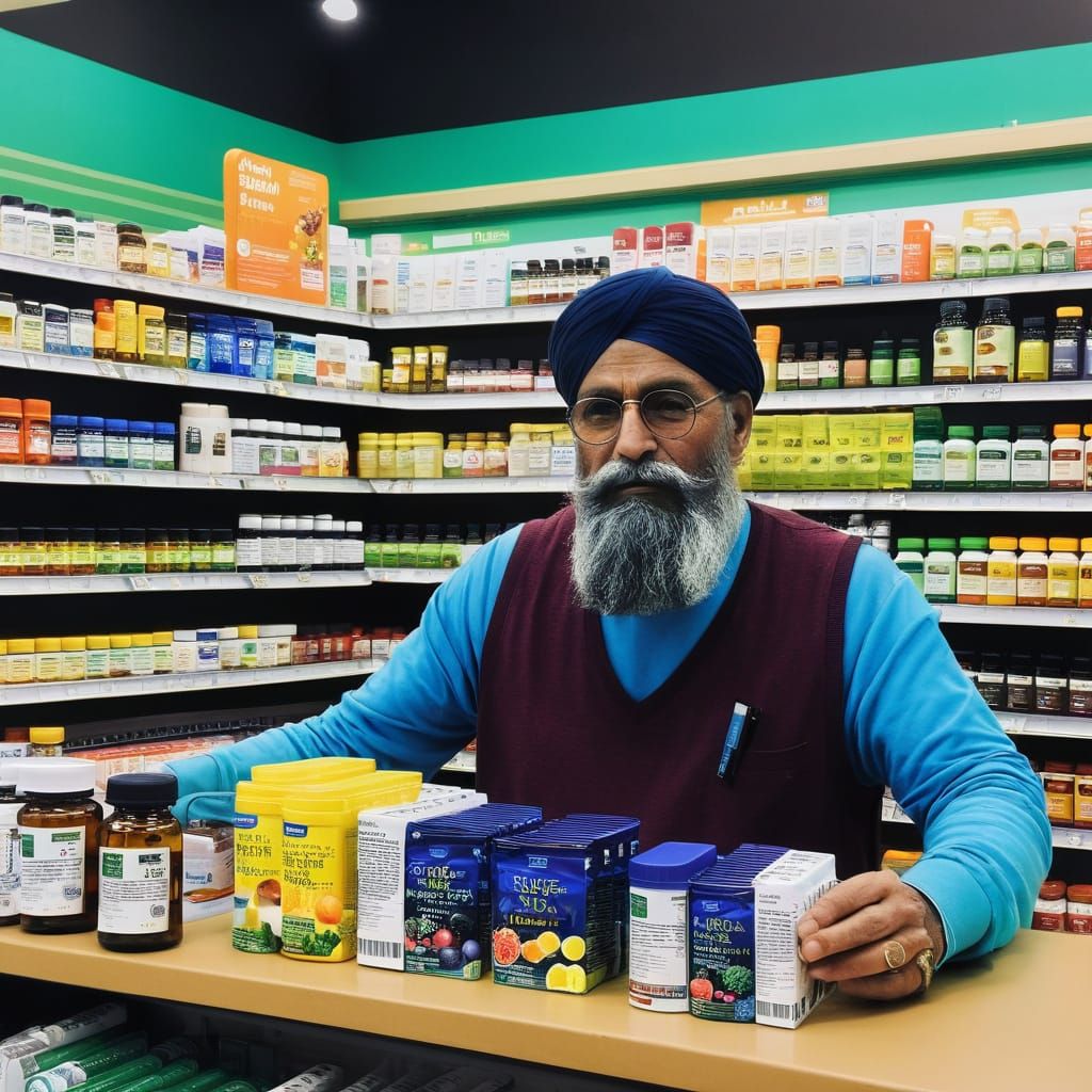 Guru Selling Vitamin Supplements at the Local Drug Store