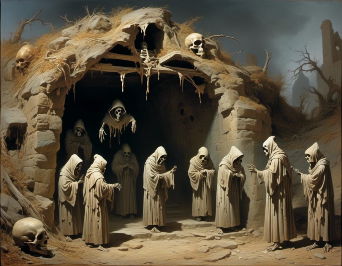 tombs of the blind dead, with giant skulls