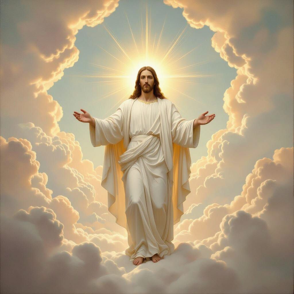 Jesus Welcomes Souls to Heaven's Gate in Classical Oil Paint...