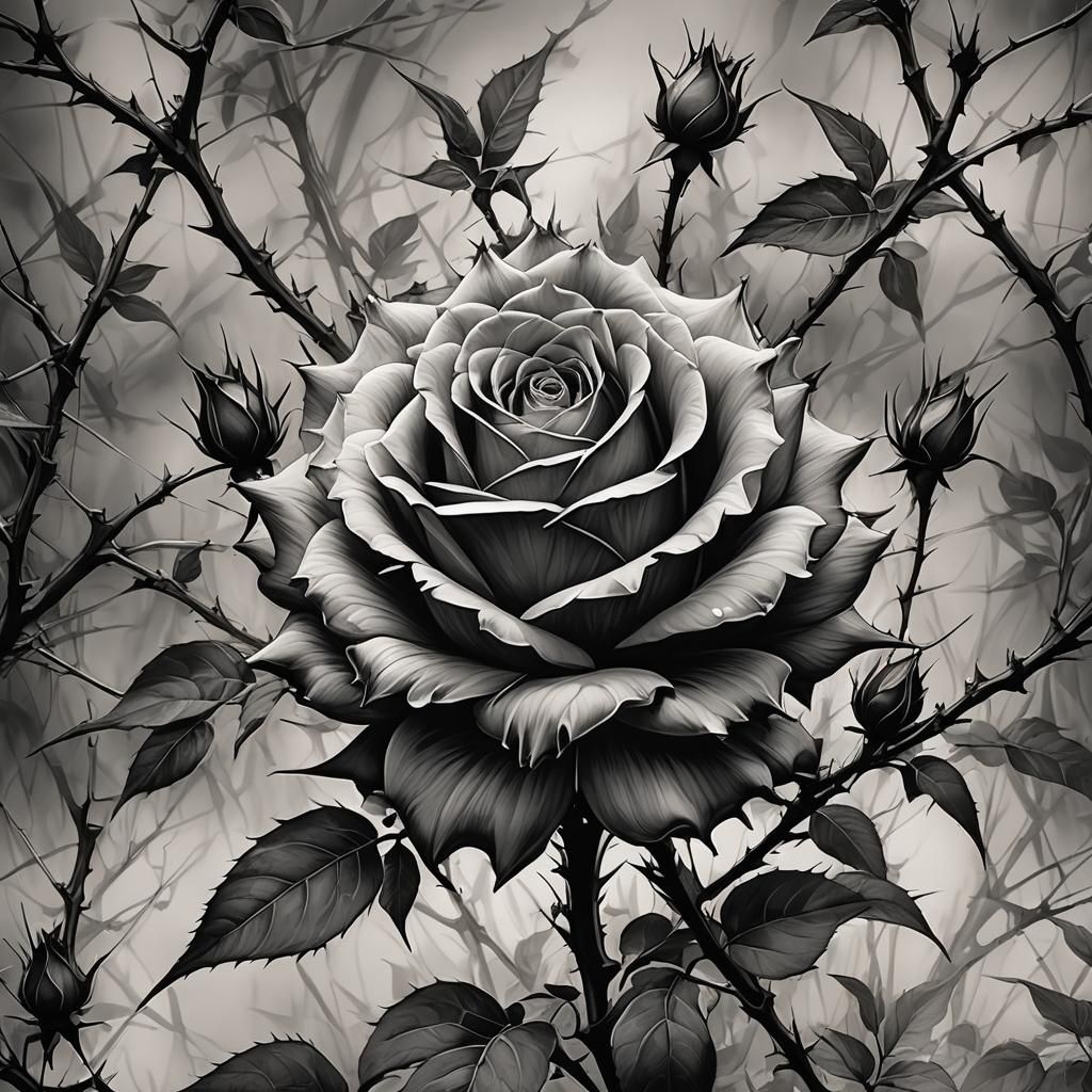 Rose and Thorns: Modern Ink Action Painting