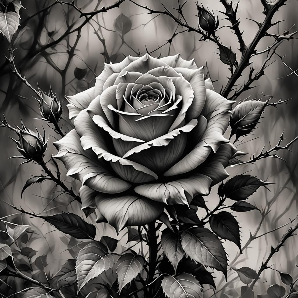 Rose Among Thorns: Modern Ink Action Painting