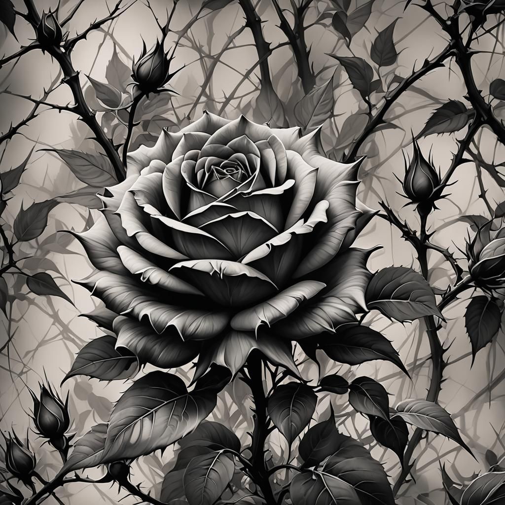 Rose Amongst Thorns: Modern Ink Action Painting