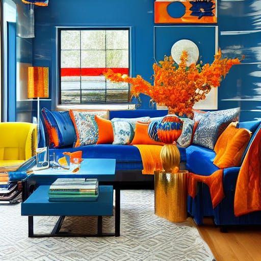 Abstract Orange and Blue Composition