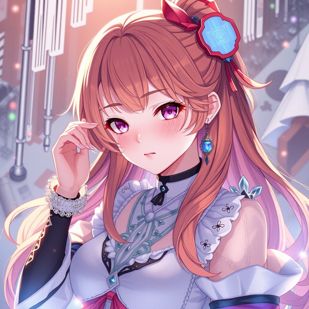 Vibrant Anime Goddess in 3D Concept Art