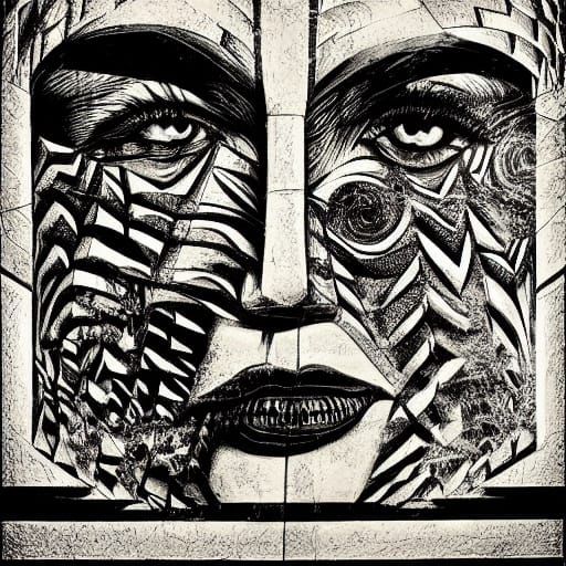 Distorted Surrealist Portrait in Chiaroscuro